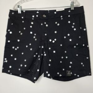 ANA twill shorts women's 14 black with silver foil stars